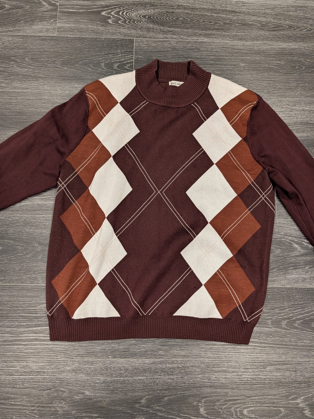 Men's Burgundy Argyle Sweater